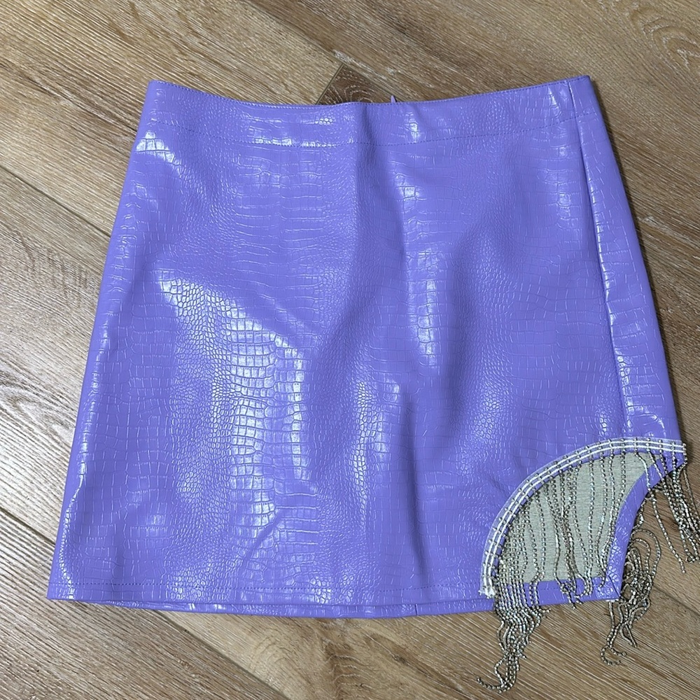 Light purple leather skirt
